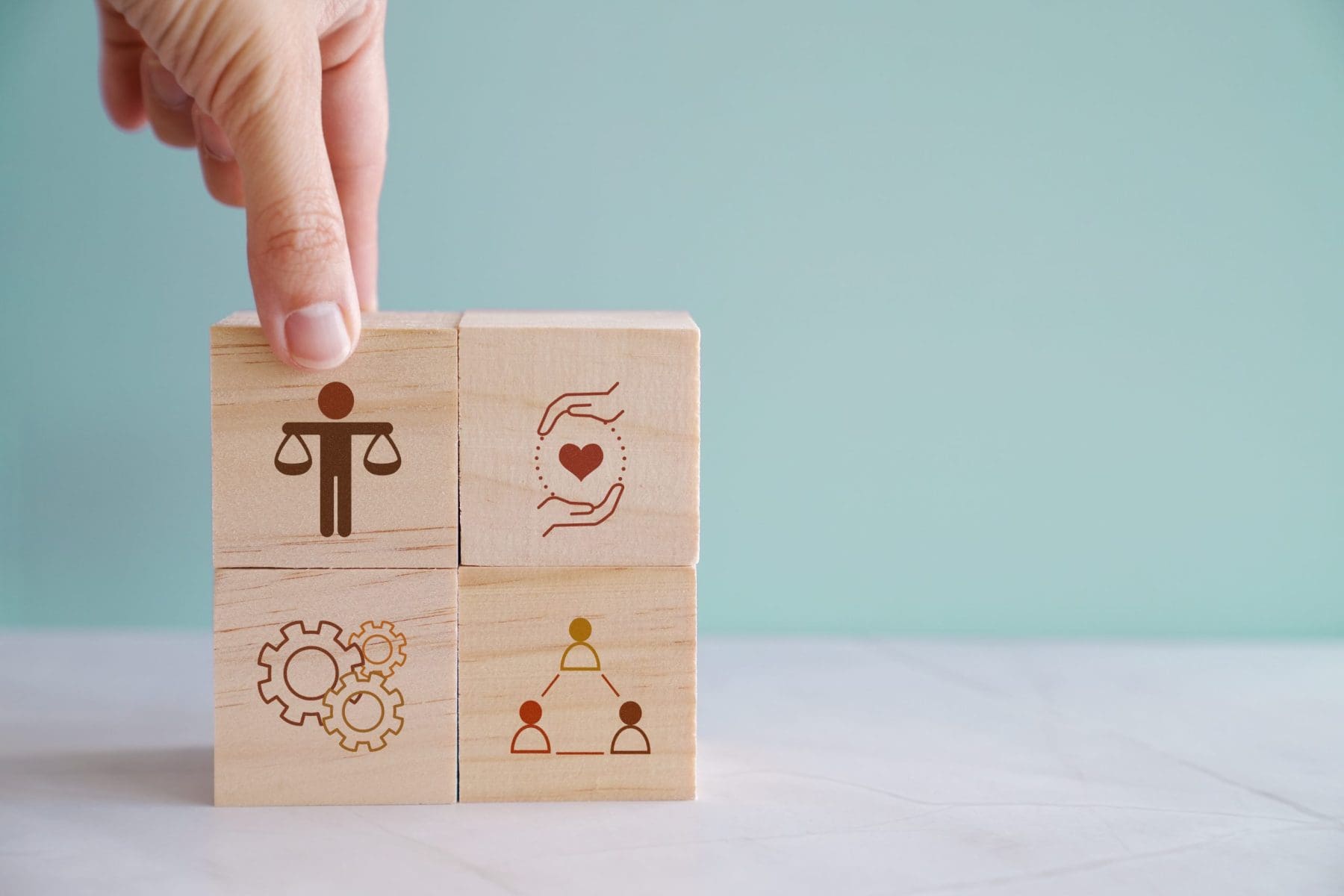 Wooden blocks and blue background.