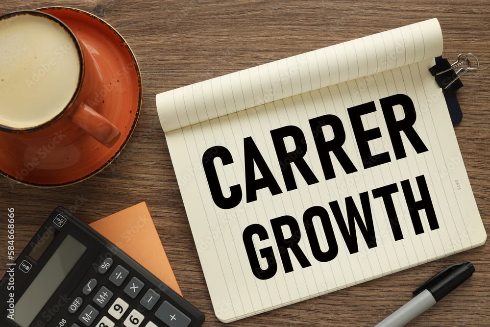 Carrer growth words on nothebook.