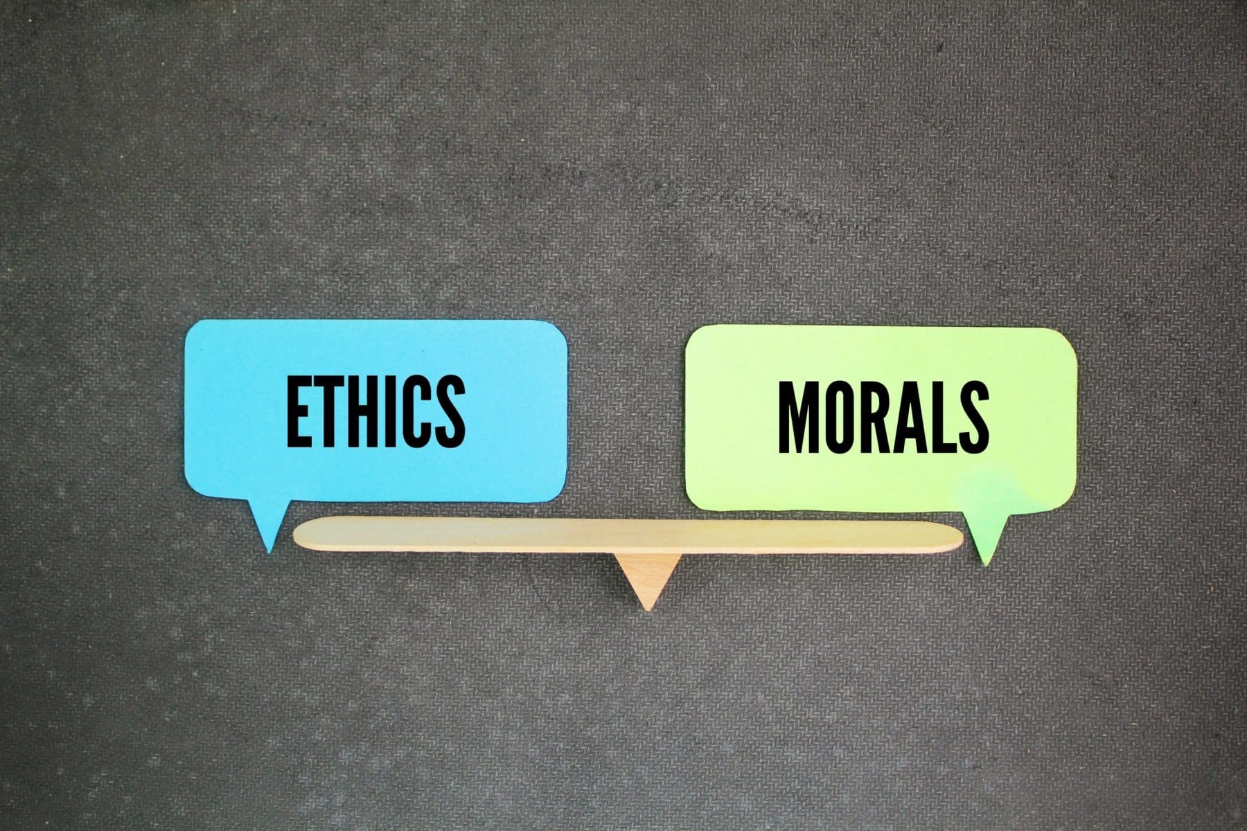 Balance between ethics and morals. ethics and morals.