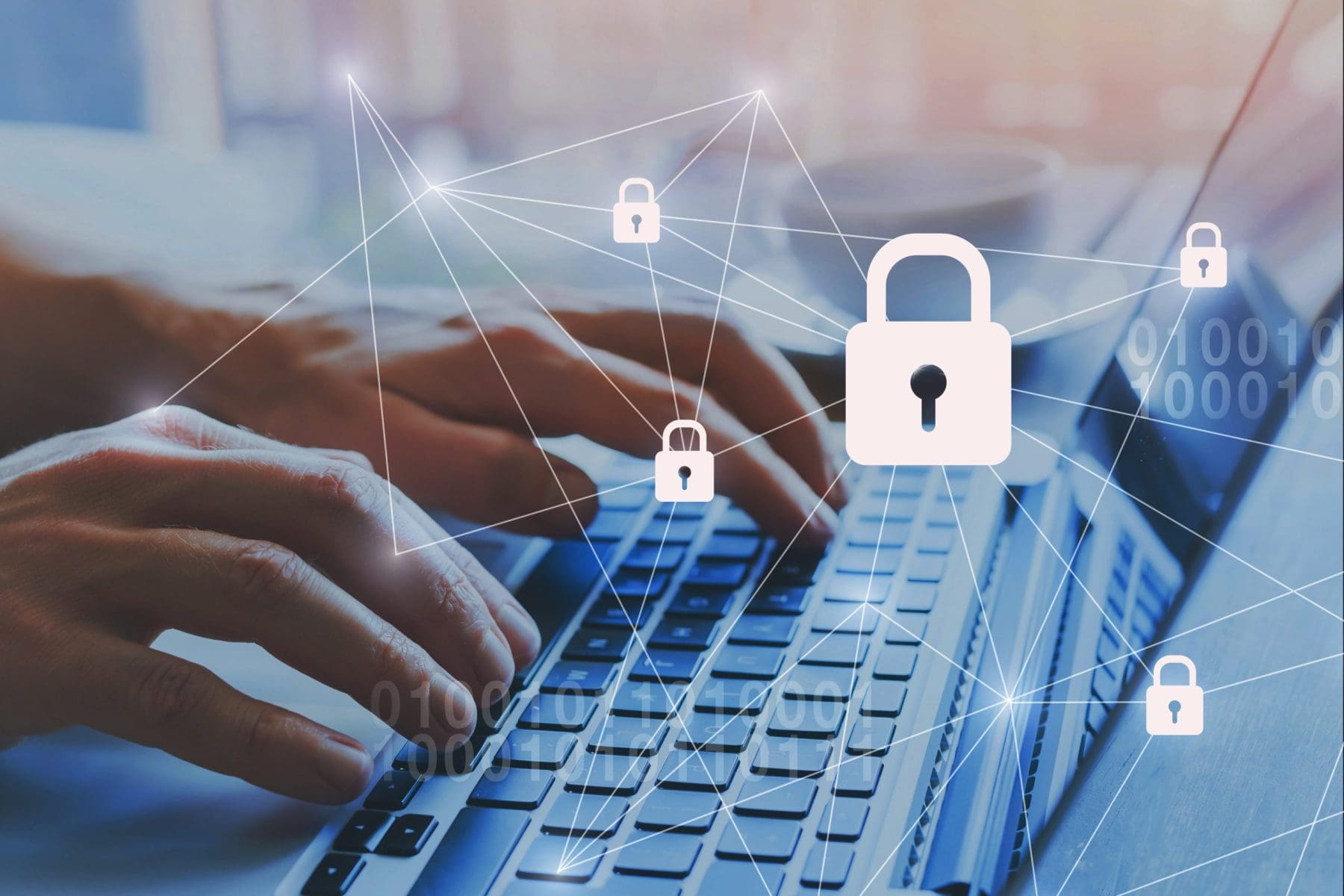 Internet security and data protection concept, blockchain and cybersecurity.