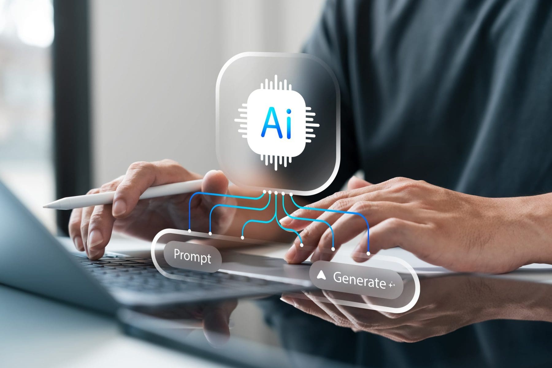 The concept of AI technology creating content from user prompts.