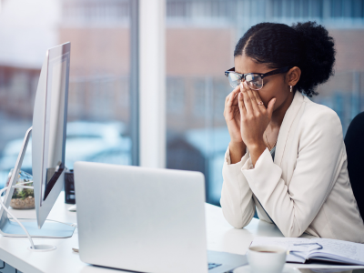 Woman feeling stressed or fatigued.