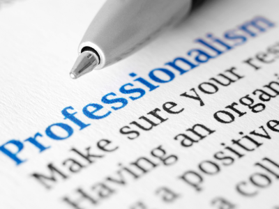 Close up of defiition of word professionalism.